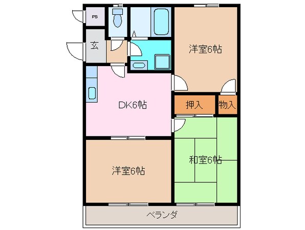 玉垣駅 徒歩12分 2階の物件間取画像